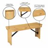 Flash Furniture HERCULES 40'' x 12'' Light Natural Solid Pine Folding Farm Bench XA-B-40X12-LN-GG